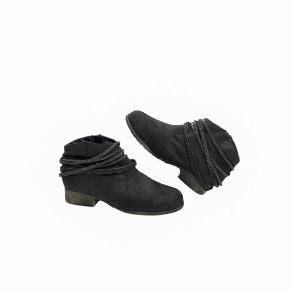 Jellypop Black Chain Detail Ankle Booties - Size 8 - Picture 1 of 7
